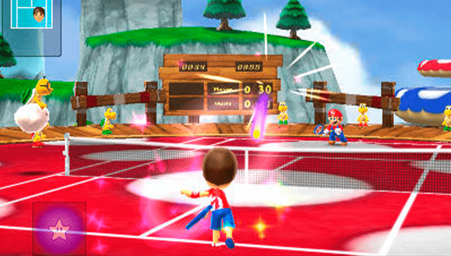Гонки на nintendo. Mario Tennis open [3ds]. Nintendo DS лучшие игры. Игра Нинтендо синий шар. Марио трейлер Скриншоты.