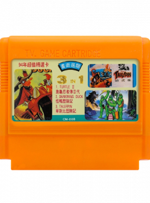 Сборник Игр RMC Famicom Dendy 3 in 1 CM-008 TMNT 2, Darkwing Duck, TaleSpin 90х TV Game Английская Версия Только Картридж Б/У - Retromagaz