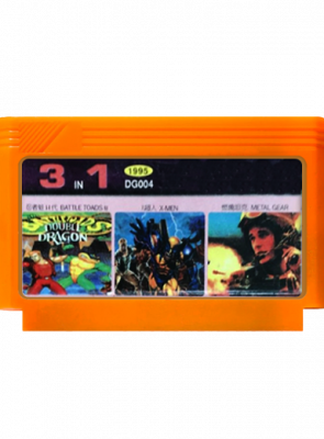 Игра RMC Famicom Dendy 3 in 1 Battletoads & Double Dragon, X-Men, Metal Gear 90х Английская Версия Без Корпуса Б/У