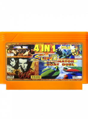 Сборник Игр RMC Famicom Dendy 4 in 1 James Bond Jr, Little Ninja Brothers, Eliminator Boat Duel, Top Gun 2  VT-532 90х Английская Версия Только Картридж Б/У - Retromagaz