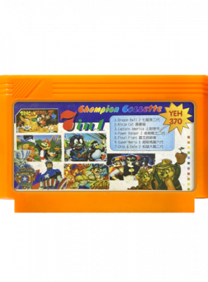 Сборник Игр RMC Famicom Dendy 7 in 1 Dragon Ball, Ninja Cat, Captain America , Power Rangers 2, Mighty FF, Mario 6, Chip Dale 2 YEH 370 90х Английская Версия Только Картридж Б/У - Retromagaz