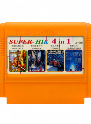 Збірник Ігор RMC Famicom Dendy 4 in 1 A4010 Chip & Dale 2, Addams Family Pugsley's Scavenger Hunt, Ferrari Grand Prix, Robocop 3 90х TV Game Англійська Версія Тільки Картридж Б/У - Retromagaz