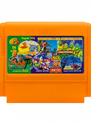 Сборник Игр RMC Famicom Dendy 6 in 1 AR123 Somari, TMNT 3, Double Dragon 2, Tom & Jerry, Jungle Book,  Super Contra 90х TV Game Английская Версия Только Картридж Б/У - Retromagaz