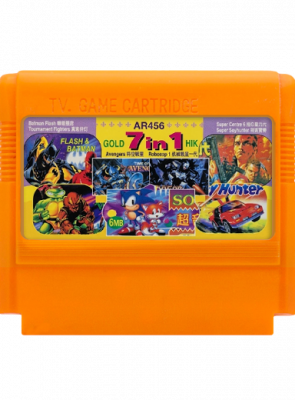 Збірник Ігор RMC Famicom Dendy 7 in 1 AR456 Somari, Captain Avengers, TMNT 4, Batman Flash, Super Spy Hunter, Contra 6, Robocop 1 90х TV Game Англійська Версія Тільки Картридж Б/У - Retromagaz