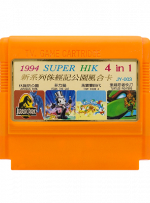 Збірник Ігор RMC Famicom Dendy 4 in 1 JY-003 TMNT 4, Jurassic Park, Tiny Toon 4, Felix the Cat 90х TV Game Англійська Версія Тільки Картридж Б/У - Retromagaz