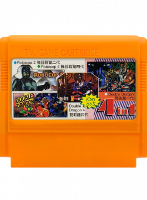 Сборник Игр RMC Famicom Dendy 4 in 1 Kon 005 Double Dragon 1 4 (Hack Target: Renegade), Robocop 2 3 90х TV Game Английская Версия Только Картридж Б/У - Retromagaz