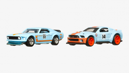 Машинка Premium Hot Wheels 2шт 1969 Ford Mustang Boss 302 / 2014 Custom Mustang Gulf 2-Packs 1:64 HKF58 Blue - Retromagaz, image 2