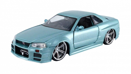 Машинка Jada 2002 Nissan Skyline GT-R (BNR34) Brian's Fast & Furious 1:24 Turquoise - Retromagaz, image 1