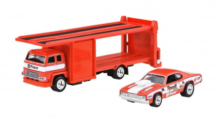Машинка Premium 2шт Hot Wheels '73 Plymouth Duster та Second Story Lorry Team Transport 1:64 JBM38 Red - Retromagaz, image 1