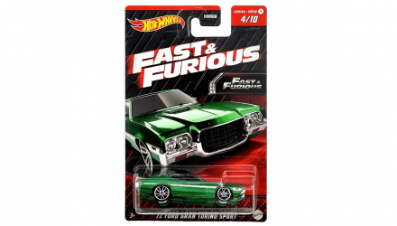 Тематическая Машинка Hot Wheels '72 Ford Gran Torino Sport Fast & Furious 1:64 HNR94 Green - Retromagaz, image 1