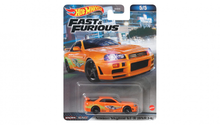 Машинка Premium Hot Wheels Nissan Skyline GT-R (BNR34) Fast & Furious 1:64 HKD21 Orange - Retromagaz, image 1