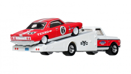 Машинка Premium 2шт Hot Wheels '66 Chevrolet Corvair Yenko Stinger та '72 Chevy Ramp Truck Team Transport 1:64 JHX91 White - Retromagaz, image 2
