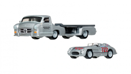 Машинка Premium 2шт Hot Wheels Mercedes-Benz 300 SLR та Mercedes-Benz Renntransporter Team Transport 1:64 JHX90 Silver - Retromagaz, image 1