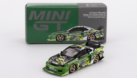 Машинка Premium MINI GT Nissan LB-Super Silhouette S15 SILVIA #555 V2 2024 Formula Drift 1:64 MGT00823-СH Green - Retromagaz, image 4