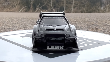 Машинка Premium Hot Wheels LB-ER34 Super Silhouette Nissan Skyline Chase Mountain Drifters 1:64 HCK01 Black - Retromagaz, image 5