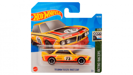 Машинка Базовая Hot Wheels '73 BMW 3.0 CSL Race Car Retro Racers 1:64 HCW51 Yellow - Retromagaz, image 1