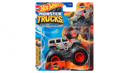 Машинка-Внедорожник Hot Wheels Jurassic Park Jeep Wrangler Monster Truck Freestyle Wreckers 1:64 HLT08 Grey - Retromagaz, image 1