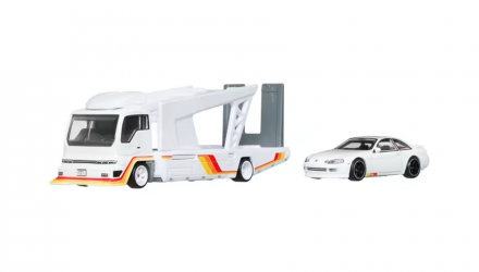 Машинка Premium 2шт Hot Wheels Toyota Soarer и Kousoku Hauler Team Transport 1:64 JBM32 White - Retromagaz, image 3