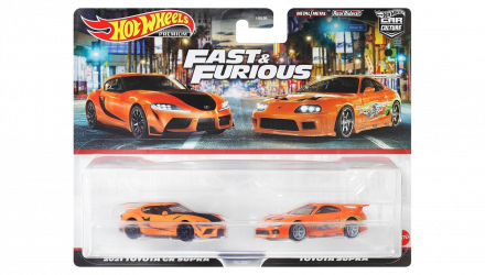 Машинка Premium Hot Wheels 2шт 2021 Toyota GR Supra / Toyota Supra Fast & Furious 2-Packs 1:64 HKF54 Orange - Retromagaz, image 1