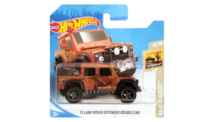 Машинка Базовая Hot Wheels '15 Land Rover Defender Double Cab Baja Blazers 1:64 FYF52 Orange - Retromagaz, image 1