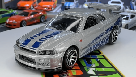 Тематична Машинка Hot Wheels Nissan Skyline GT-R (BNR34) Brian O'Conner Fast & Furious 1:64 JBY31 Silver - Retromagaz, image 2