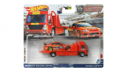 Машинка Premium Hot Wheels 2шт Nissan Silvia (S15) и Транспортер Aero Lift Team Transport 1:64 FLF56/HCR35 Red - Retromagaz, image 1