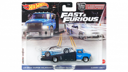 Машинка Premium Hot Wheels 2шт LB-ER34 Super Silhouette Nissan Skyline та Транспортер Carry On Fast & Furious Team Transport 1:64 HPX97 Silver - Retromagaz, image 1