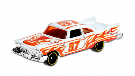 Машинка Базовая Hot Wheels '57 Plymouth Fury Flames 1:64 GHD67 White - Retromagaz, image 2