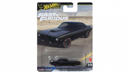 Машинка Premium Hot Wheels 1970 Plymouth AAR Cuda Fast & Furious 1:64 HYP68 Black - Retromagaz, image 1