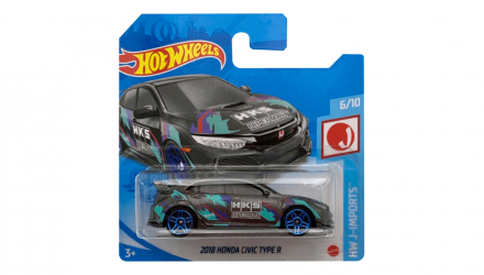 Машинка Базовая Hot Wheels 2018 Honda Civic Type R HKS J-Imports 1:64 GTB06 Grey - Retromagaz, image 1