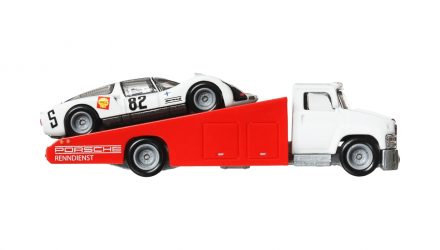 Машинка Premium Hot Wheels '66 Porsche 906 Carrera 6 и Транспортер Carry On Team Transport 1:64 FLF56/HRV47 White 2шт - Retromagaz, image 3