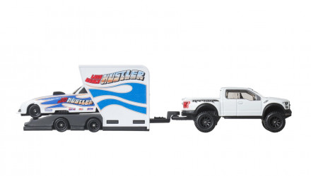 Машинка Premium 2шт Hot Wheels '17 Ford F-150 Raptor та Open Trailer Rob'n Pinks Team Transport 1:64 JHX97 White - Retromagaz, image 3