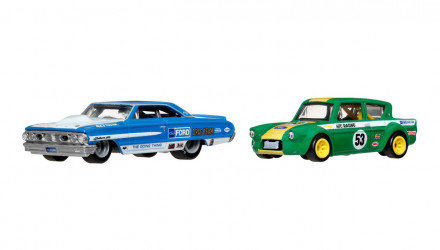 Машинка Premium 2шт Hot Wheels Custom '64 Galaxie 500/ '67 Ford Anglia Racer 2-Packs 1:64 JHW50 Blue - Retromagaz, image 1