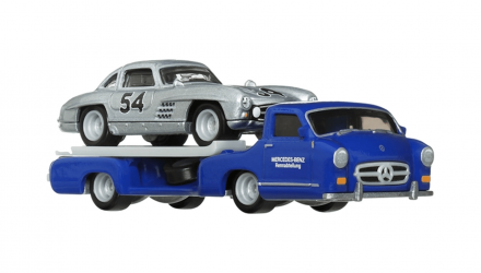 Машинка Premium Hot Wheels Mercedes-Benz 300 SL и Транспортер '55 Blaues Wunder Team Transport 1:64 HRV48 Silver 2шт - Retromagaz, image 3