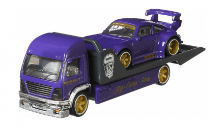 Машинка Premium Hot Wheels RWB Porsche 930 и Транспортер Aero Lift Team Transport 1:64 GJT37 Purple 2шт - Retromagaz, image 1