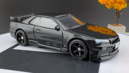 Машинка Premium Hot Wheels Nissan Nissan Skyline GT-R V·Spec II (BNR34) Chase Car Culture 1:64 JBK92 Black - Retromagaz, image 4