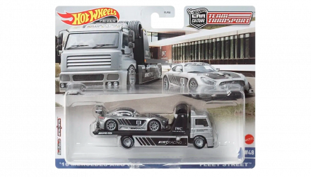 Машинка Premium Hot Wheels 2шт '16 Mercedes-AMG GT3 и Транспортер Fleet Street Team Transport 1:64 HCR39 Silver - Retromagaz, image 1