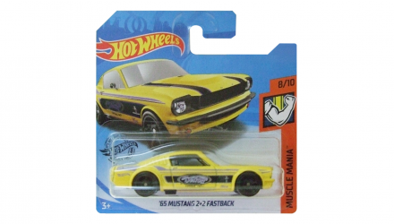 Машинка Базовая Hot Wheels '65 Mustang 2+2 Fastback Muscle Mania 1:64 FYG74 Yellow - Retromagaz, image 1