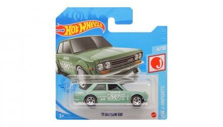 Машинка Базовая Hot Wheels '71 Datsun 510 J-Imports 1:64 GTB02 Green - Retromagaz, image 1