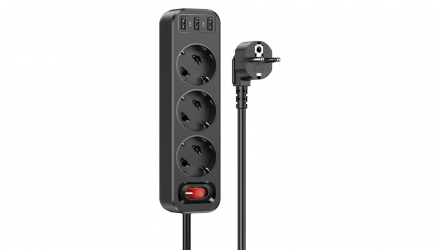 Сетевой фильтр Hoco NS2 3-position Extension Cord Socket Black 4000 W - Retromagaz, image 3