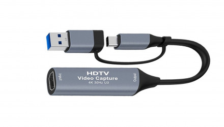Карта Відеозахоплення RMC Зовнішня HDMI 1.4 - USB3.0 + USB Type-C Grey 0.25m - Retromagaz, image 1