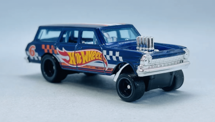 Машинка Базова Hot Wheels '64 Nova Wagon Gasser Super Treasure Hunt STH Race Team 1:64 GTD06 Blue - Retromagaz, image 1