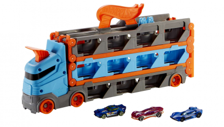 Трек Hot Wheels Грузовик-Транспортер Супергонки 2 в 1 City GVG37 HGH33 Blue Новый - Retromagaz, image 3