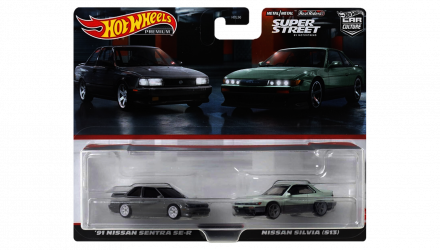 Машинка Premium Hot Wheels 2шт '91 Nissan Sentra SE-R / Silvia (S13) 2-Packs 1:64 HYF04 Silver - Retromagaz, image 1