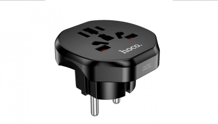 Адаптер Hoco AC6 Unimpeded Universal Conversion Plug EU Plug - US Plug Black - Retromagaz, image 4