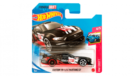 Машинка Базовая Hot Wheels Formula Drift Custom '18 Ford Mustang GT Drift 1:64 GTB25 Black - Retromagaz, image 1