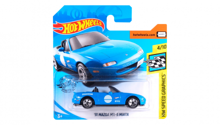 Машинка Базова Hot Wheels '91 Mazda MX-5 Miata Speed Graphics 1:64 FYB66 Blue - Retromagaz, image 1