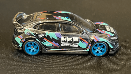 Машинка Базова Hot Wheels Honda Civic Type R HKS Super Treasure Hunt STH J-Imports 1:64 GTD05 Black - Retromagaz, image 1