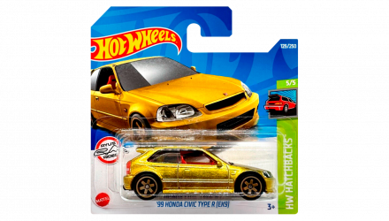 Машинка Базовая Hot Wheels '99 Honda Civic Type R (EK9) Super Treasure Hunt STH Hatchbacks 1:64 HCY12 Gold - Retromagaz, image 1