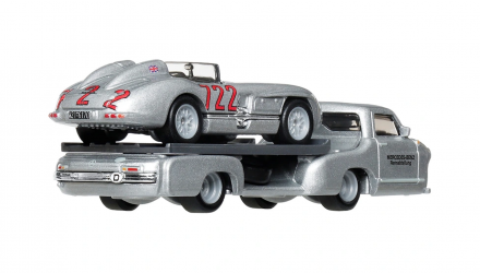 Машинка Premium 2шт Hot Wheels Mercedes-Benz 300 SLR та Mercedes-Benz Renntransporter Team Transport 1:64 JHX90 Silver - Retromagaz, image 2